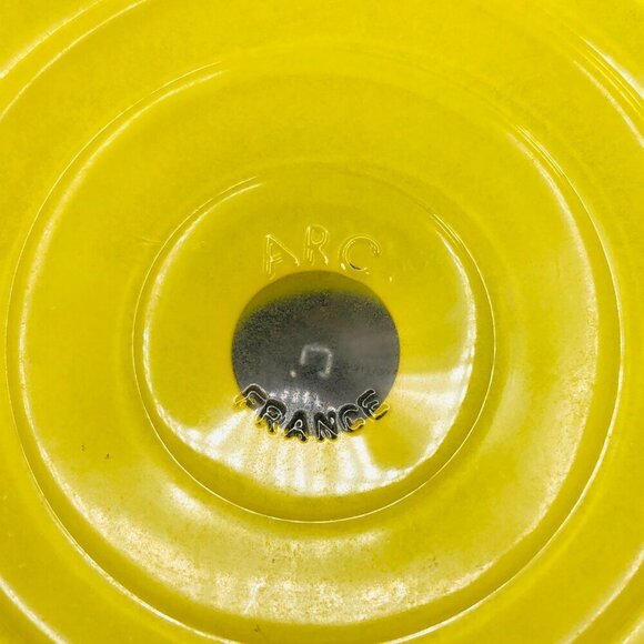 Art Deco Sherbet Custard Dessert Cup PAIR Vintage ARC FRANCE Lemon Yellow Glass - Picture 8 of 11